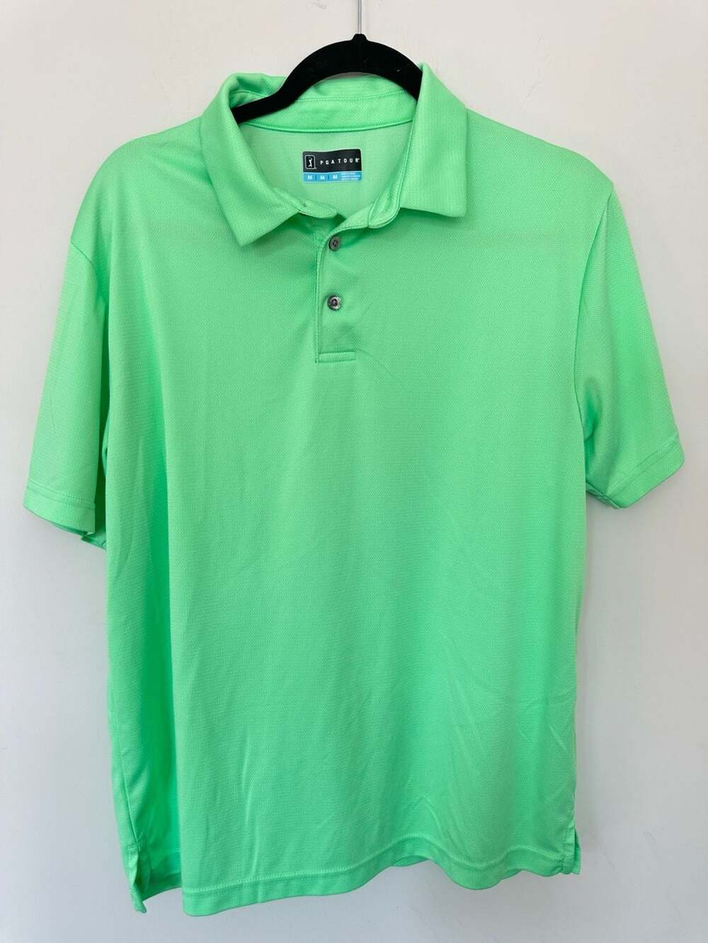 PGA Tour Green Short Sleeve Performance Golf Polo Shirt Men's Size Medium